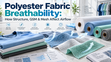 Polyester fabric breathability showing mesh, lightweight knit and airflow