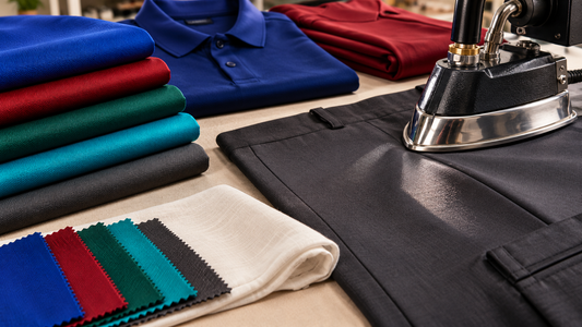 Polyester fabric shine marks caused by excessive heat and pressure during ironing
