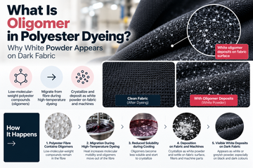 What Is Oligomer Migration in Polyester Dyeing? Why White Powder Appears on Dark Fabric