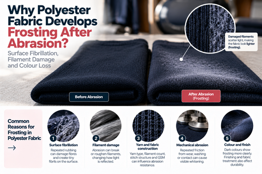 Why Polyester Fabric Develops Frosting After Abrasion: Surface Fibrillation, Filament Damage and Colour Loss