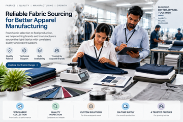 Reliable fabric sourcing and quality inspection process for apparel manufacturing with textile rolls, fabric testing, and garment production