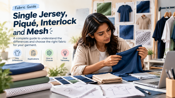 Fashion designer selecting single jersey pique interlock and mesh fabrics for garment production