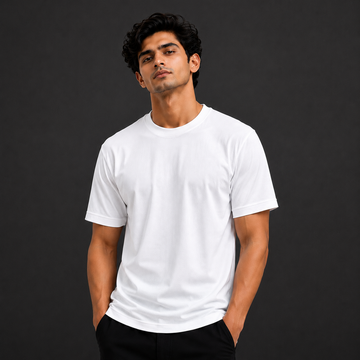 White 2-Way Rib Neck T-Shirt for Men – Wholesale.