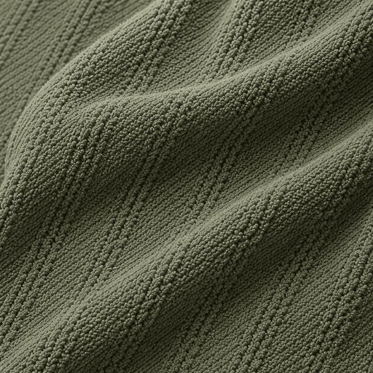 Olive Green Baleno Textured Knit Fabric.