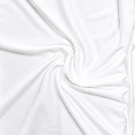 PP140 polyester fabric
white polyester fabric
lightweight apparel fabric
sportswear fabric wholesale
T-shirt fabric supplier
bulk garment fabric
Close-up of white PP140 polyester fabric arranged in soft folds, showing its smooth knitted texture and lightweight drape.