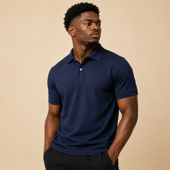 Mars collared T-shirt
polyester polo T-shirt
men’s collared T-shirt
wholesale polo T-shirt
bulk event T-shirts
premium polyester T-shirt
Male model wearing a premium Mars collared polyester T-shirt in navy blue, shown with additional colour options including grey, peach, ice blue, red, white and black.