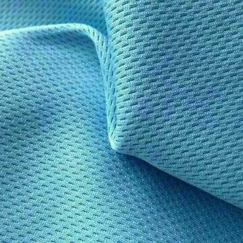 polyester honeycomb fabric
light blue honeycomb fabric
breathable sportswear fabric
moisture-wicking polyester fabric
wholesale activewear fabric
bulk T-shirt fabric supplier
Close-up of light blue polyester honeycomb fabric with a breathable textured knit pattern arranged in soft folds.