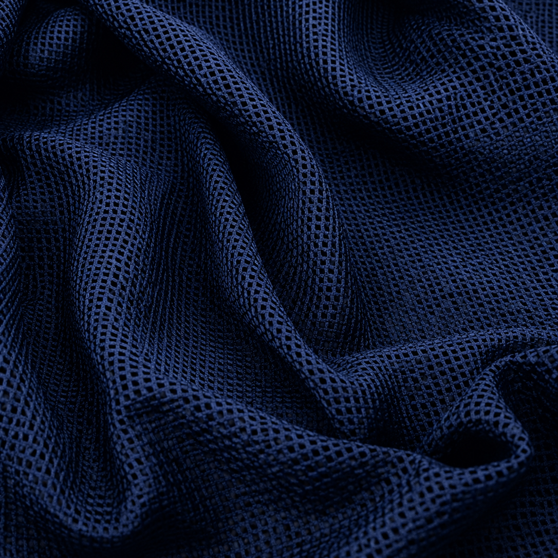 Dark Navy Blue Breathable Mesh Fabric.