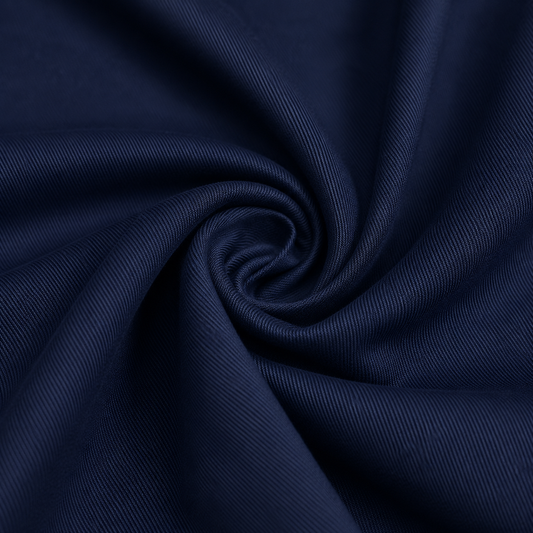 twill lycra fabric
navy blue stretch fabric
stretch twill fabric
wholesale lycra fabric
uniform fabric supplier
bulk apparel fabricClose-up of navy blue twill lycra stretch fabric arranged in soft folds, showing its smooth texture and flexible drape.